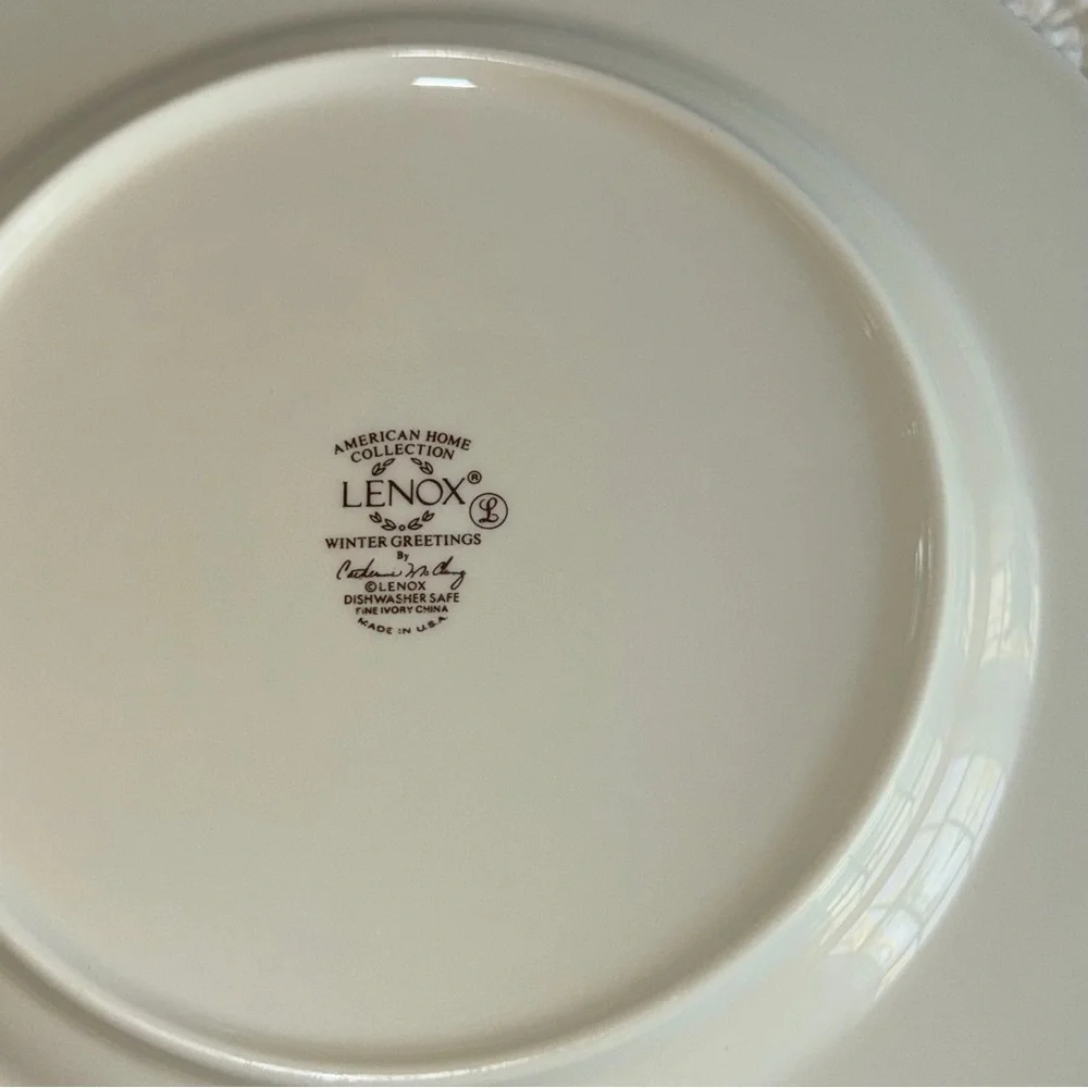 Lenox Winter Greetings Cardinal Plate / 10.5” 1995 Holiday Fine China USA Made - Picture 9 of 11